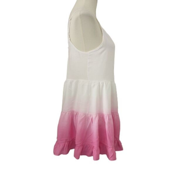 Beach by Exist Mini Dress Dip Dyed Ombre Strappy Back Tiered Ruffles Medium. - Picture 3 of 12